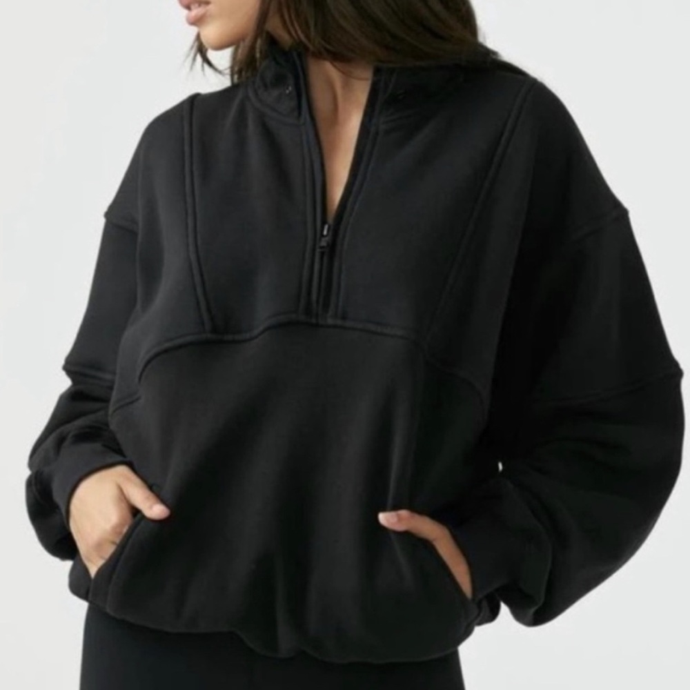 Joah Brown Retro Half Zip in Black